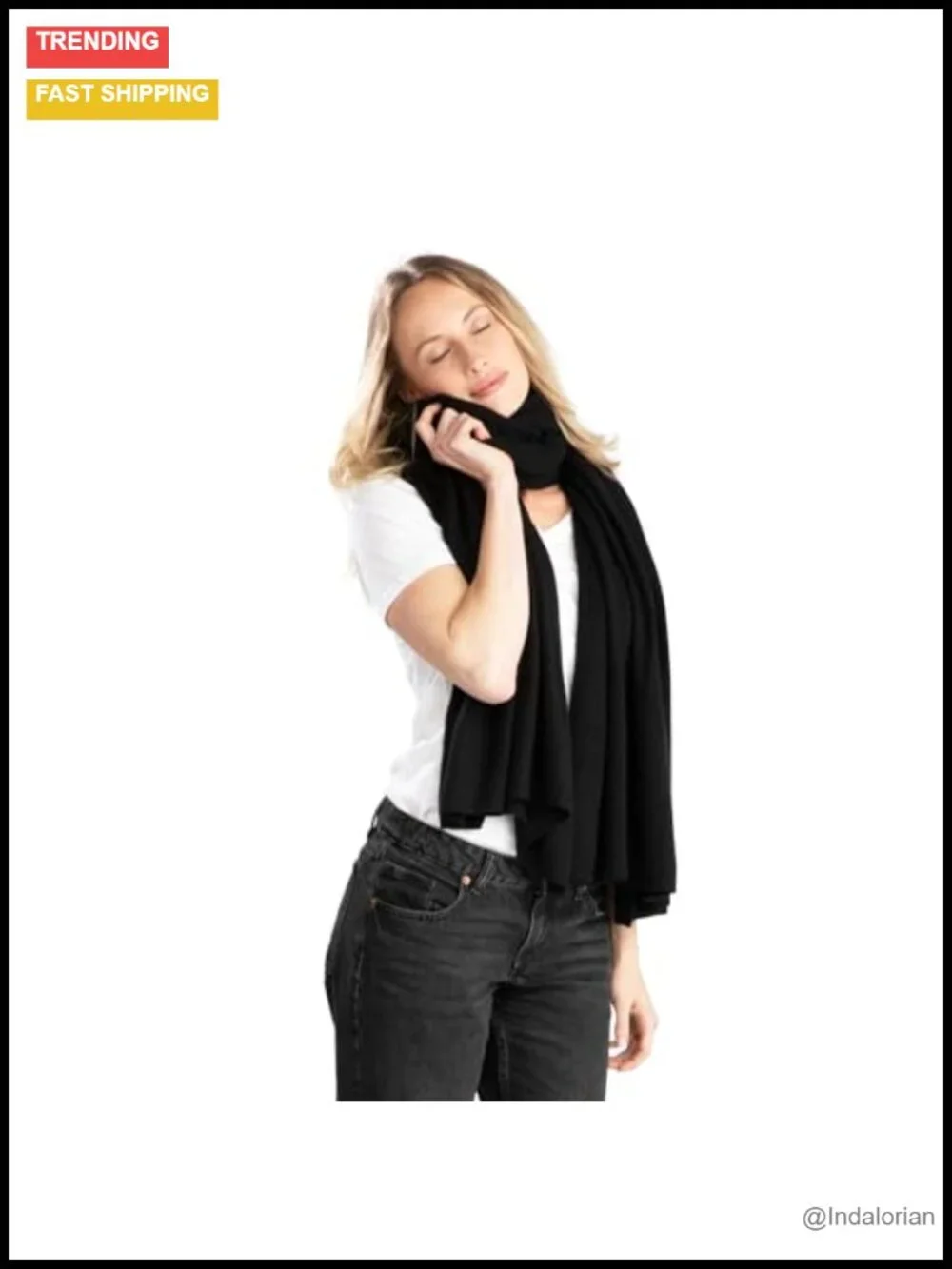 100% Cashmere Travel Wrap Scarf Shawl Oversized Lightweight 7-Gauge